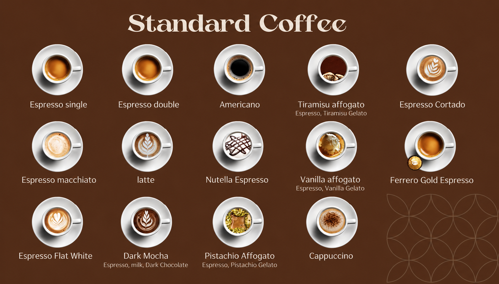 Crepella standard coffee menu
